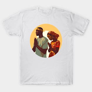 African Man and Woman Praying Christian T-Shirt